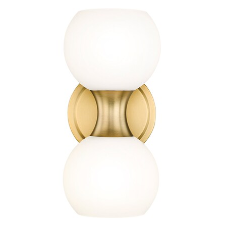 Z-Lite Artemis Wall Sconce, 2-Light, 6.5 In.W x 5 In.L x 10.75 In.H, Modern Gold/Matte Opal 494-2S-MGLD